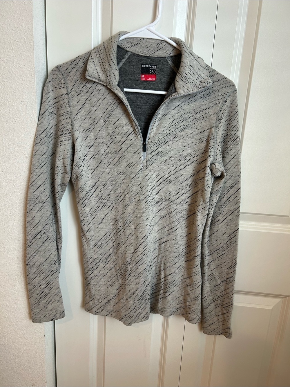 Icebreaker Merino 260 Women’s M Gray Speckled Quarter Zip 100% Merino Wool Top